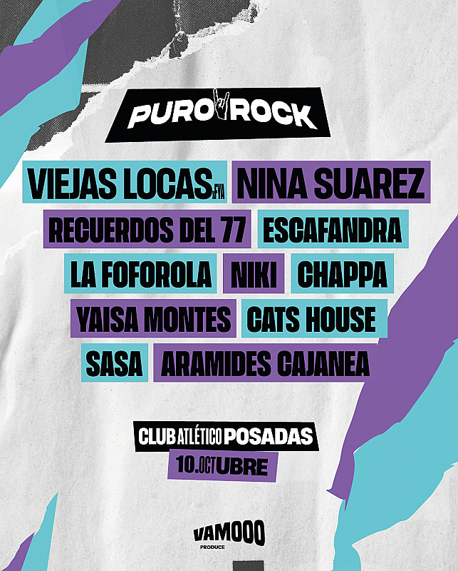 Puro Rock 2026-  La fiesta del rock vuelve a Posadas - Sábado 10 de octubre