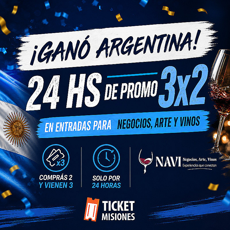 Ganó Argentina - 24 hs de promo 3x2 - NAVI - Viernes 7 de agosto- Centro del Conocimiento